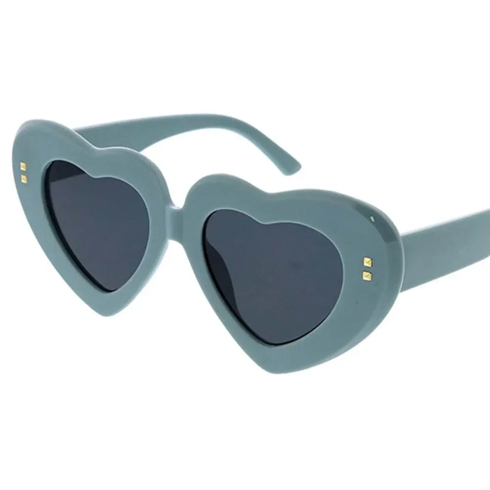 Romantic Flair Women's Statement Sunglasses Blue Large Thick Heart Design